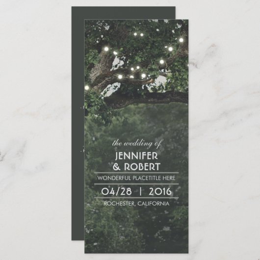 Éclairage à cordes Programme de mariage des bois r (Devant / Derrière)