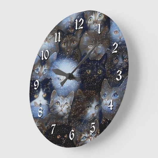 Éclairage Chats Arrondi Mur Horloge (Angle)