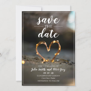 Éclairage coeur enregistrer la date faire-part de