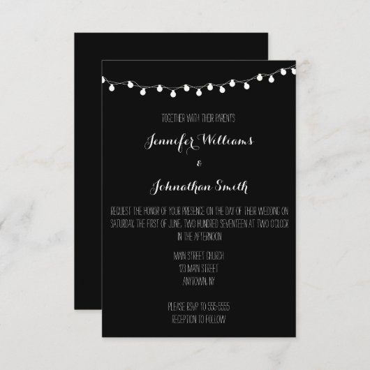 Éclairage des invitations de mariage modernes (Devant / Derrière)