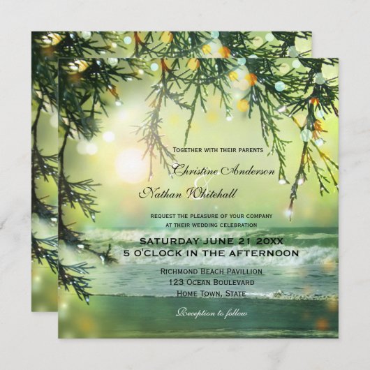 Éclairage Flamme Plage Mariage Invitation (Devant / Derrière)