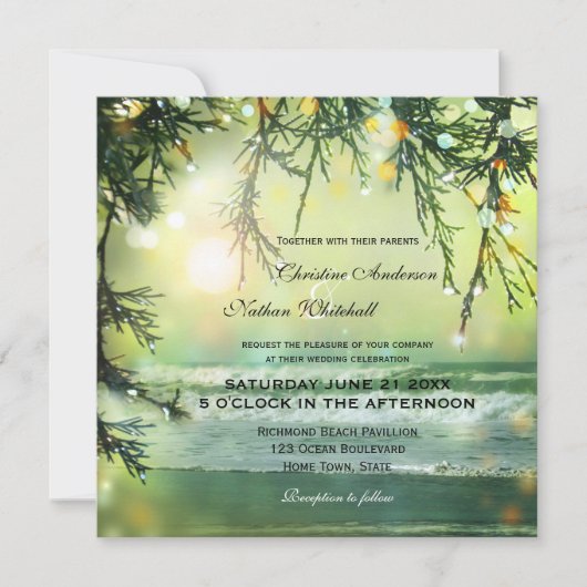 Éclairage Flamme Plage Mariage Invitation (Devant)