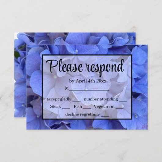 Eclairage fleuri bleu élégant hydrangées RSVP (Devant / Derrière)