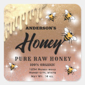 Éclairage gouttes Bee script miel jarre étiquette (Devant)