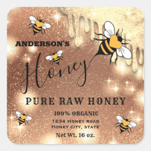 Éclairage gouttes Bee script miel jarre étiquette