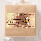 Éclairage gouttes Bee script miel jarre étiquette (En situation)