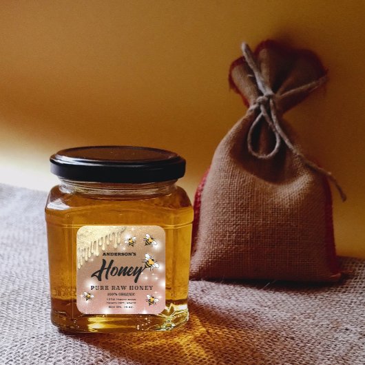 Éclairage gouttes Bee script miel jarre étiquette