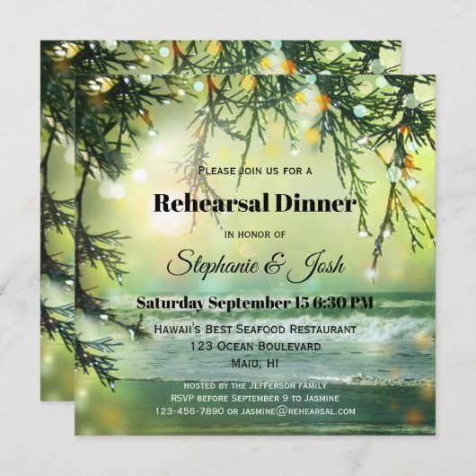 Éclairage Lights Plage Répétition Dîner Invitation (Devant / Derrière)