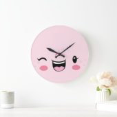 Éclairage rose Kawaii Face Horloge murale (Maison)