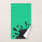 Éclat d'encre noire sur Emerald Green (Serviette à main)