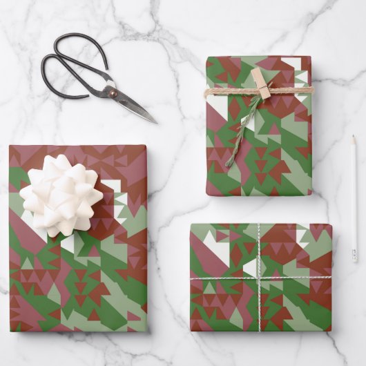 Eclectic Mod Retro Geometrisch Kerstpatroon Inpakpapier Vel (Voorkant)