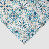 Eclectisch Blauw en Groen Tegel Patroon Decoupage Tissuepapier (Detail)