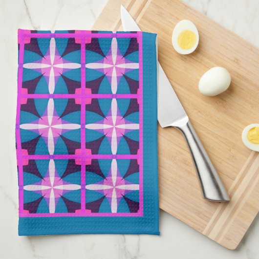 Eclectisch Boheems Kleurrijk Geometrisch ontwerp T Theedoek (Quarter Fold)
