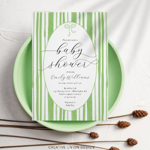 Eclectisch geschilderde strepen groen Baby shower Kaart