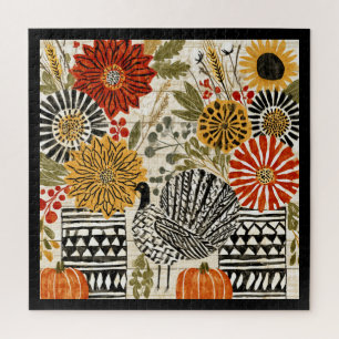 Eclectische Boho Dahlia Herfst Kalkoen Legpuzzel