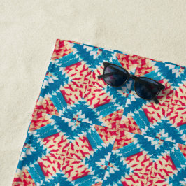 Eclectische Boho Red Turquoise X Tegels. Strandlaken