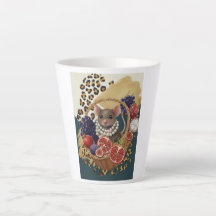 Eclectische Muis met Parels Latte Mok, Chic Maxima