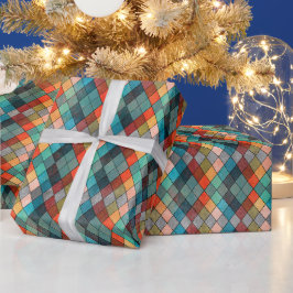 Eclectische multikleurige Argyle-cadeauverpakking Cadeaupapier