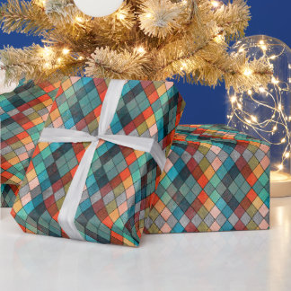 Eclectische multikleurige Argyle-cadeauverpakking Cadeaupapier