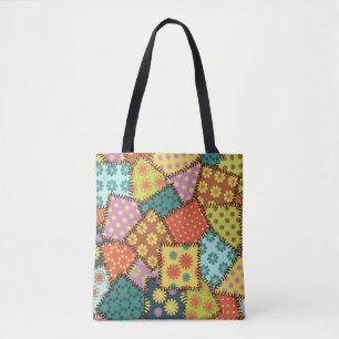 Eclectische Patchwork: Diverse Patroon Mix Draagtas