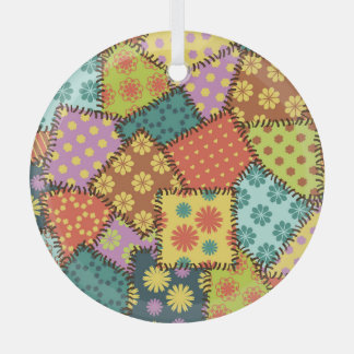 Eclectische Patchwork: Diverse Patroon Mix Glas Ornament