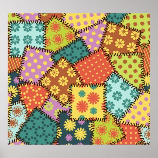 Eclectische Patchwork: Diverse Patroon Mix Poster (Voorkant)