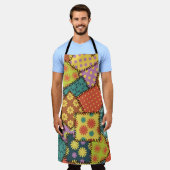 Eclectische Patchwork: Diverse Patroon Mix Schort (Gedragen)