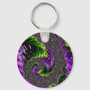 Eclectische psychedelische spiraal fractal Abstrac Sleutelhanger