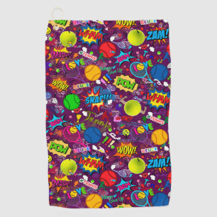 🎾 Eclectische tennis 🎾 patroon paars Golfhanddoek