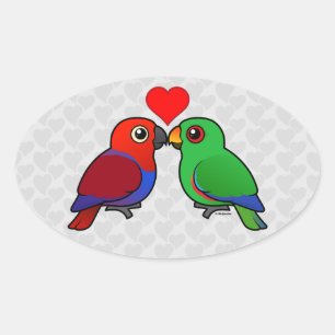 Eclectus papegaaien in liefde ovale sticker