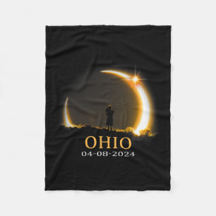 Eclipse 2024 Ohio Totale Zonsverduistering 1 Fleece Deken