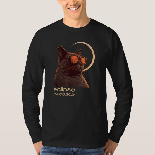 Eclipse April 8 2024 Total Annular Eclipse Cat Fan T-shirt (Voorkant)