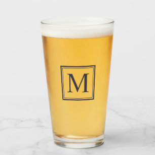 Eclipse Blue Square Personated Initiaal Monogram Glas