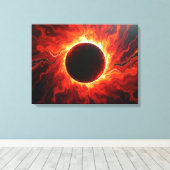 Éclipse cramoisie - Toile de 24"x18" rouge feu et (Insitu (Plancher de Bois))