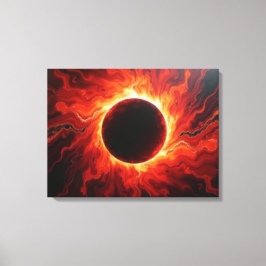 Éclipse cramoisie - Toile de 24"x18" rouge feu et (Recto)