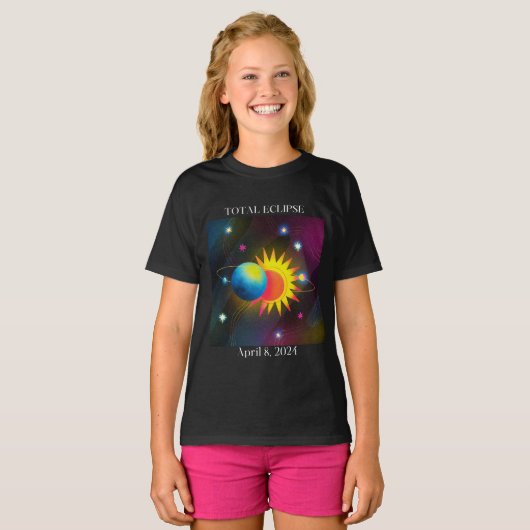 Eclipse Flare 04.08.24 Totaal Zonsverduistering US T-shirt (Voorkant volledig)