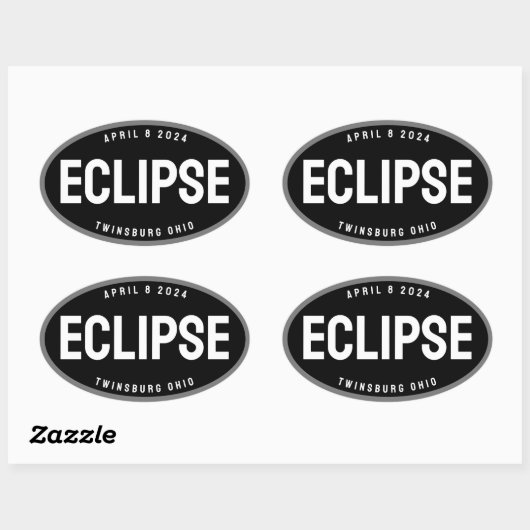 Eclipse horloge bestemming in uw stad bewerkbaar ovale sticker (Vel)