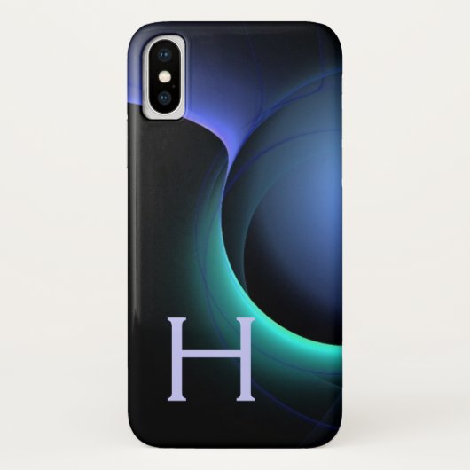 ECLIPSE MONOGRAM Levendig zwart blauw Case-Mate iPhone Case (Achterkant)
