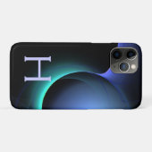 ECLIPSE MONOGRAM Levendig zwart blauw Case-Mate iPhone Case (Achterkant (horizontaal))