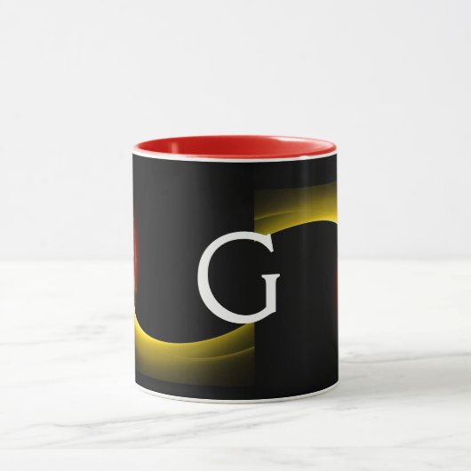 ECLIPSE MONOGRAM Red Yellow Oranje Black Fractals Mok (Midden)
