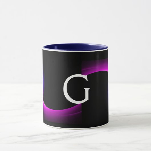 ECLIPSE MONOGRAM Roze Paarse Blauwe Zwarte Fractal Mok (Midden)