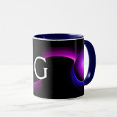 ECLIPSE MONOGRAM Roze Paarse Blauwe Zwarte Fractal Mok (Voorkant rechts)