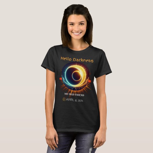 Éclipse solaire 08 avril 2024 T-Shirt (Devant entier)