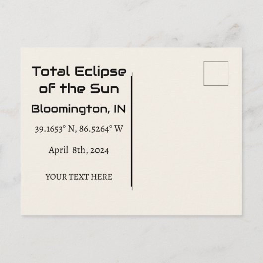 Éclipse totale de la carte postale personnalisée S (Dos)