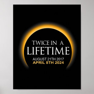 Eclipse twee keer in Leven 2024 Zonsverduistering Poster