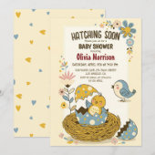 "Éclosion imminente" Invitation de baby shower pou (Devant / Derrière)