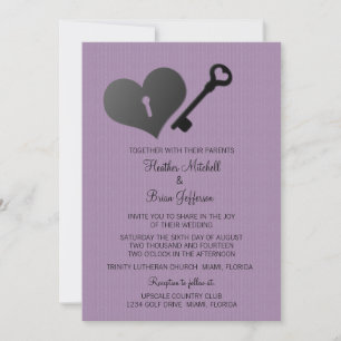 Écluse cardiaque Lilac et mariage clé Invitation