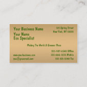 Eco amical réutilisent le carte de visite (Dos)