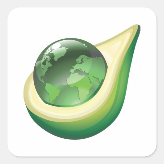 Eco Earth Avocado Wereldbol Sustainable Planet Vierkante Sticker (Voorkant)
