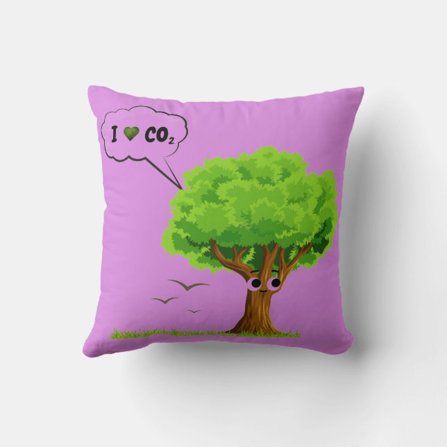Eco-Friendly ‘I Love CO2’ Illustrated Tree  Kussen (Achterkant)